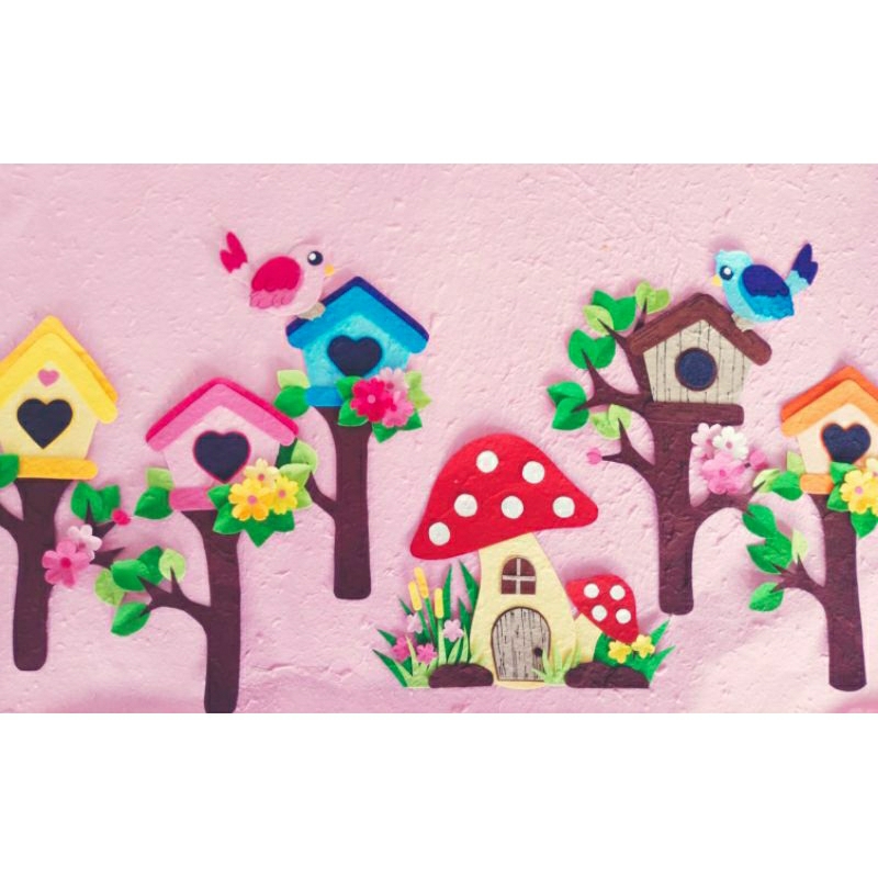 บ้านนก บ้านเห็ด หลายแบบแต่งบอร์ดแต่งห้อง งานฝีมือ
