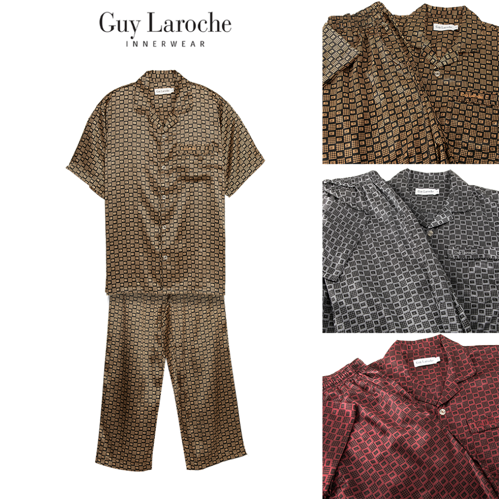 (Easy E-Receipt) Guy Laroche ชุดนอนผ้าซาติน แขนสั้น ขายาว พิมพ์ลาย มีให้เลือก 3 สี (JPP7518S4)