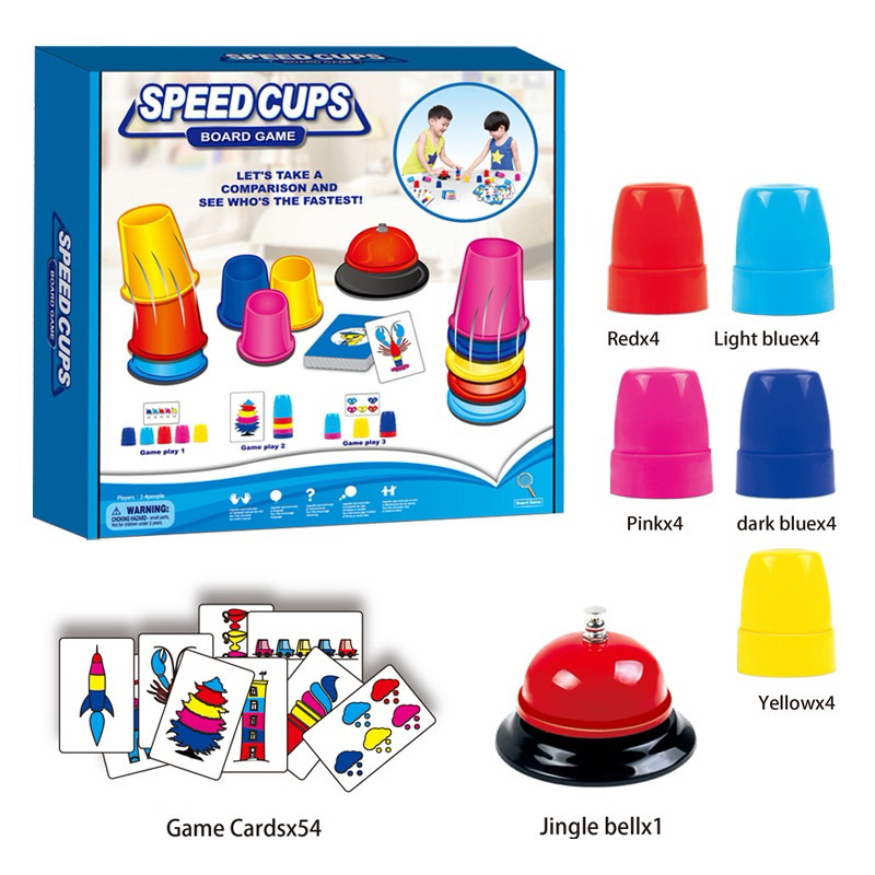 MooShi - เกมเรียงแก้วฝึกกล้ามเนื้อมือ แยกสี Stacks Cup พร้อมกระดิ่งเล่นเกม