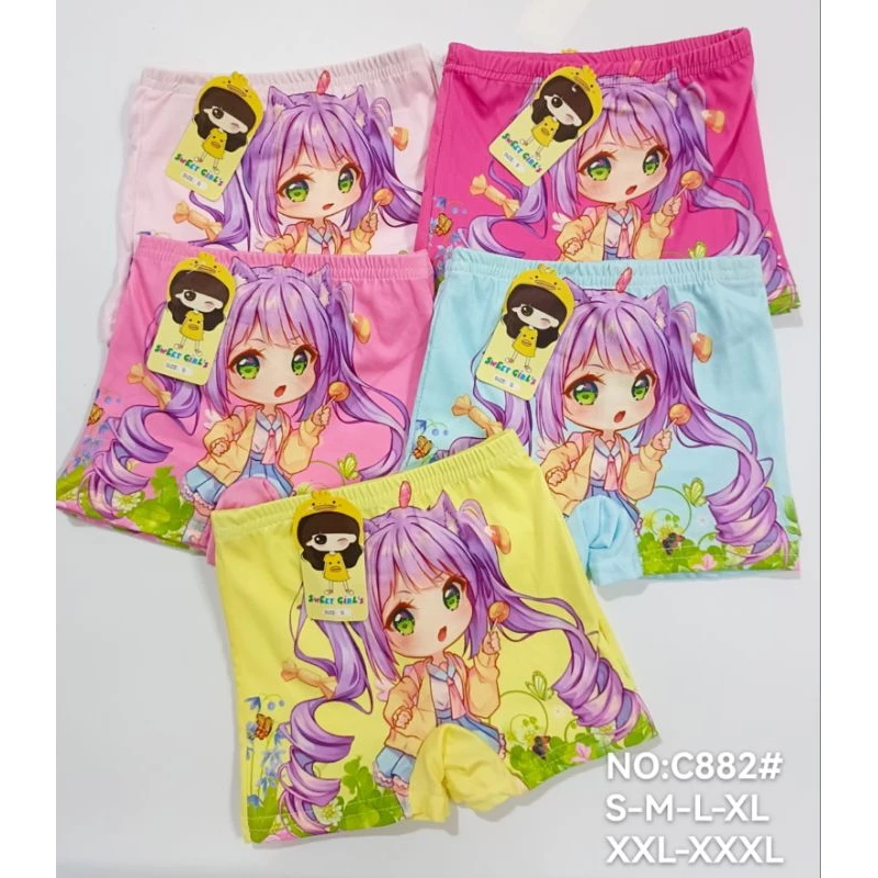 กางเกงในขาสันเด็กหญิงยกแพ็ค10ตัว90บาท **แพ็คละลายและรวมลาย ** ครบไซส์ สีสวย ใสสบายไม่ระคายเคืองมี5ไซส์S:M:L:XL:2XL