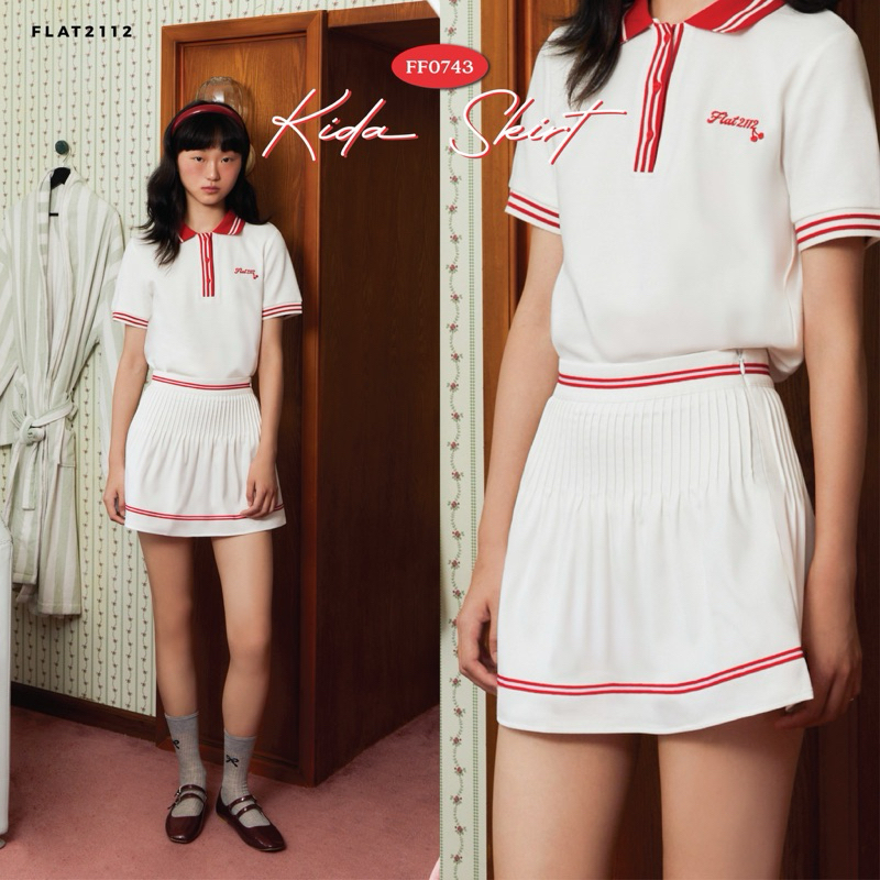 FLAT2112 FF0743 : KIDA SKIRT กระโปรงทรงเอ สีขาว