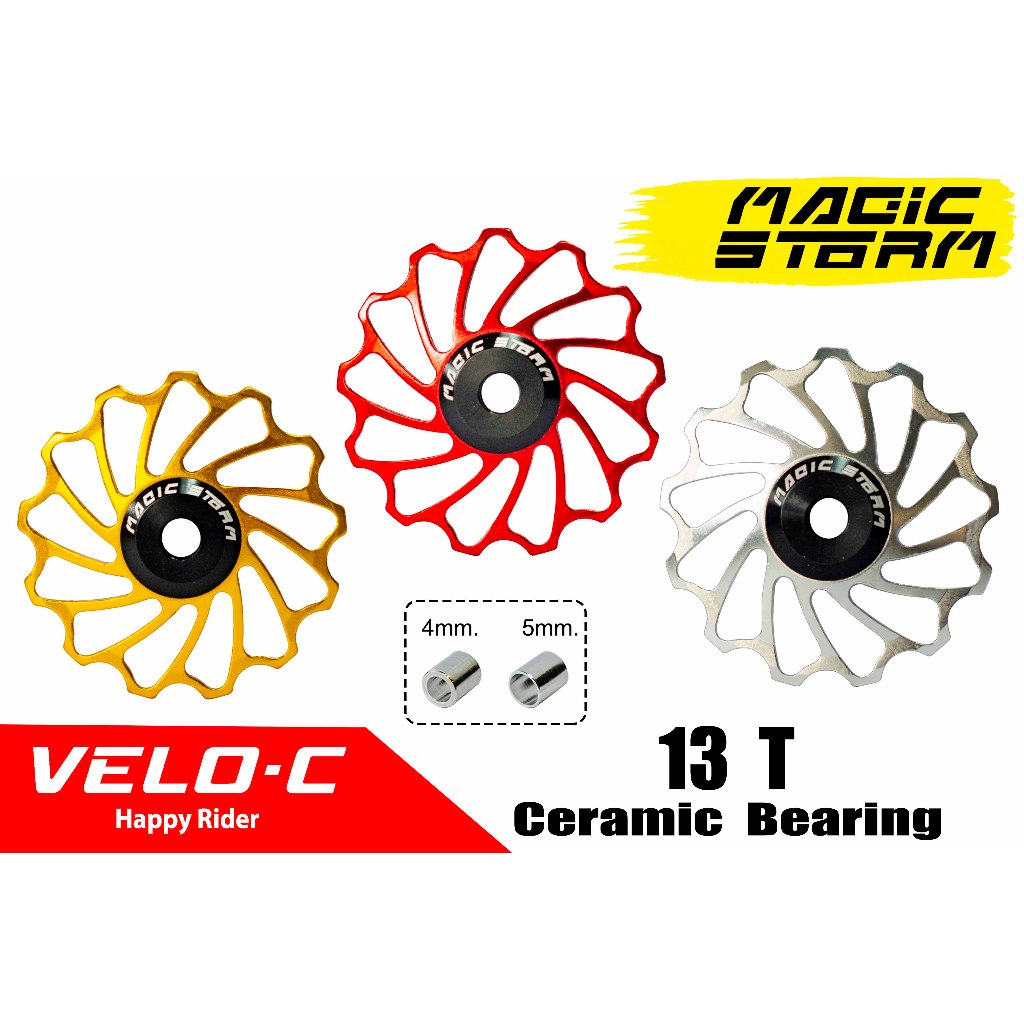 ลูกกลิ้งตีนผี,ลูกรอกตีนผี,ลูกปืนเซรามิคแบริ่ง 13T/8-9-10-11สปีด ยี่ห้อMAGIC STORM /สินค้าส่งจากไทย