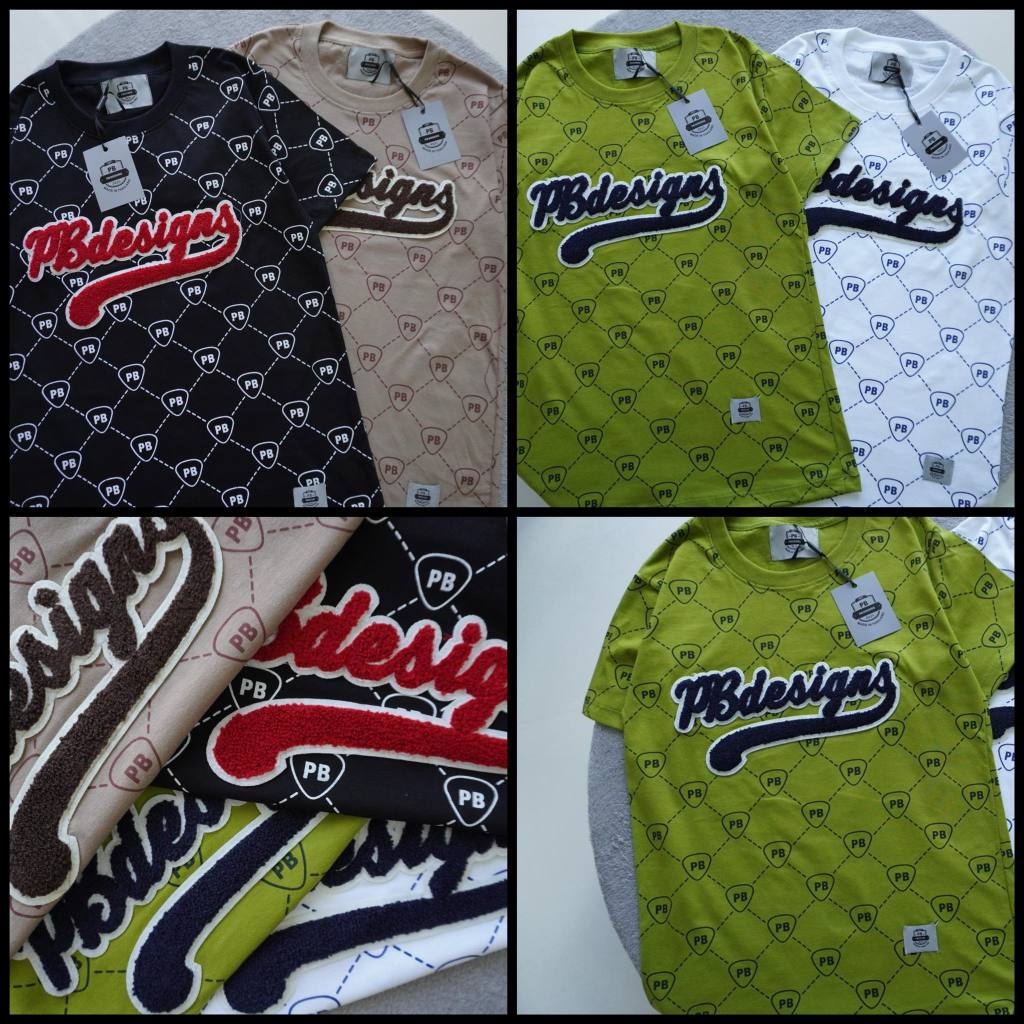 เสื้อยืดแขนสั้นPB DESIGN PB51พิมพ์ปักอะไหล่นูน ผ้าคอตตอนทรงตรง คอกลม S-3XL Man Clothing ผู้ชาย