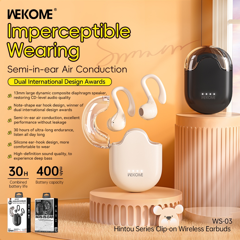 Wekome Smalltalk Bluetooth WS-03 - หูฟังบลูทูธ 5.4 ไร้สาย รูปแบบearbud ทรงตะขอ เชื่อมต่อ TWS