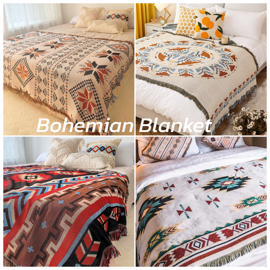 ผ้าคลุมเตียง ผ้าห่มนอน 3ฟุต5ฟุต6ฟุต ฝ้ายCotton ตกแต่งรีสอร์ท ผ้าปูที่นอน blanket