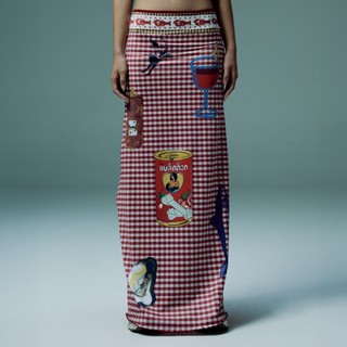 BLACKDOG BKK - RS2409 - Fish check printed skirt - กระโปรงผ้…