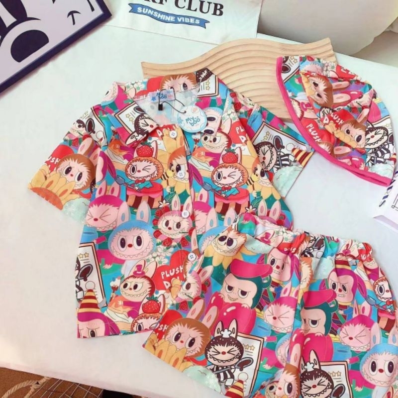 ชุดเชตบูบู้ ขาสั้นแถมหมวกน่ารักมากลูกสาวลูกชายใส่ได้