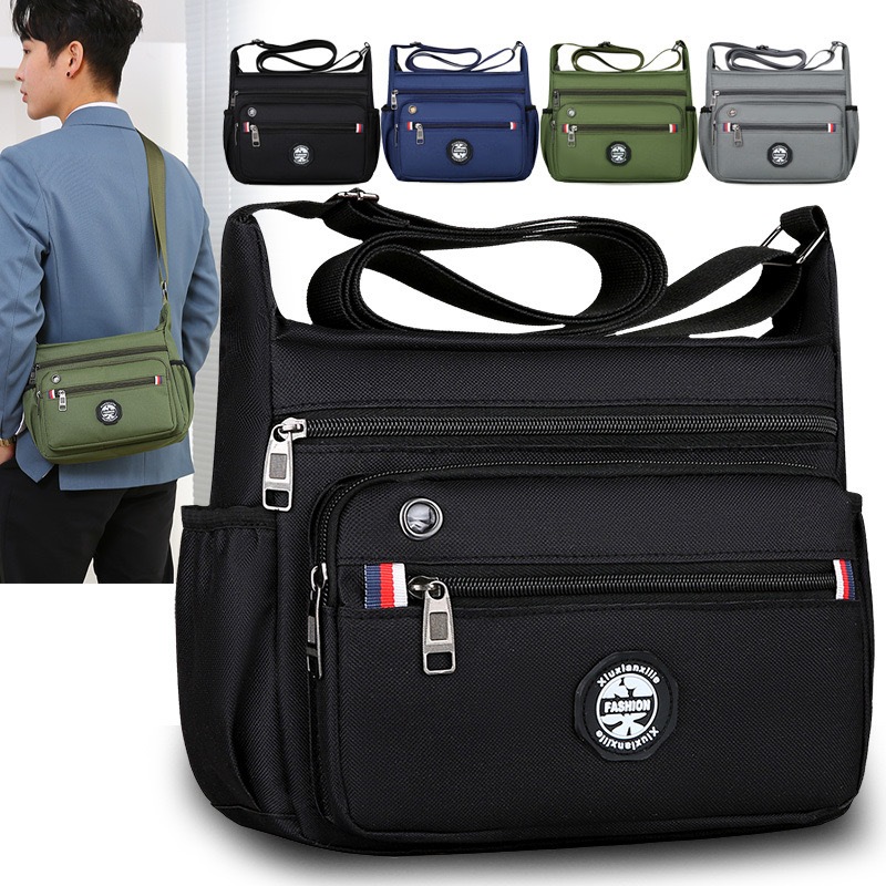 LD shop กระเป๋าสะพายไหล่ สะพายข้าง แต่งซิป อเนกประสงค์ สําหรับผู้ชาย man001