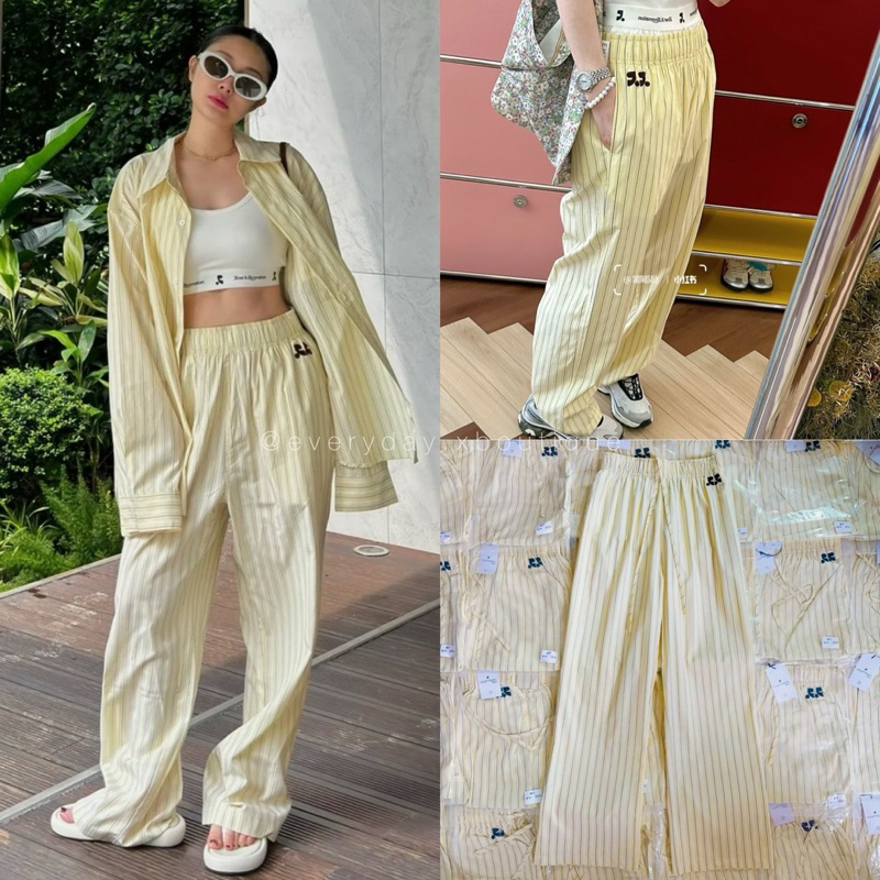 𝗥𝗥 𝗟𝗢𝗚𝗢 𝗦𝗧𝗥𝗜𝗣𝗘 𝗣𝗔𝗡𝗧𝗦 (450฿) กางเกงขายาวลายริ้วรุ่นใหม่ ดีเทลปักโลโก้ข้างเอว มีกระเป๋าข้าง แต่งฝากระเป๋าที่ด้านหลัง