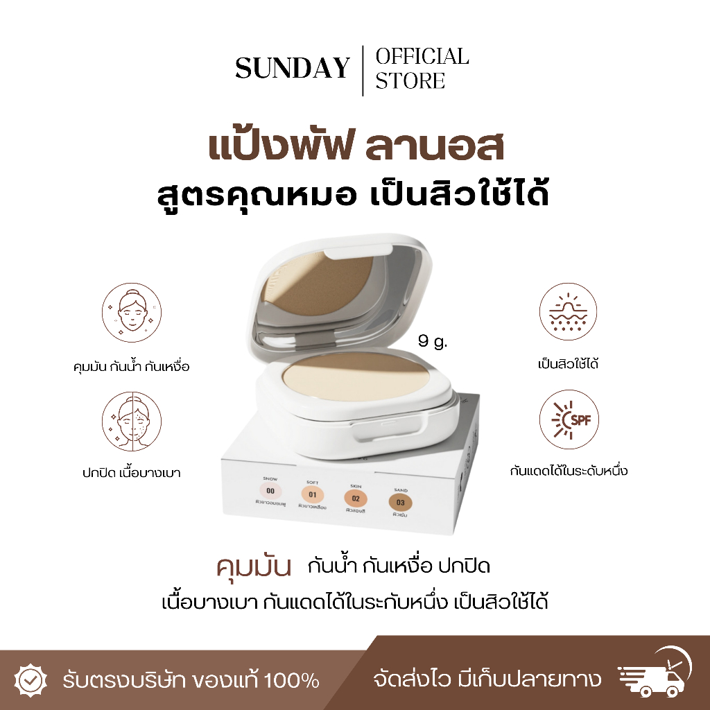 [พร้อมส่ง+ส่งฟรี]แป้งพับลานอส Lanos สูตรคุณหมอ แป้งคนเป็นสิว คุมมัน เบลอรูขุมขน