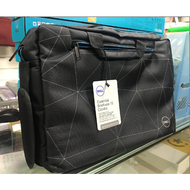 กระเป๋าใส่โน๊ตบุ๊ค Dell ขนาด 15.6 นิ้ว สะพายข้าง สีดำ กระเป๋าลายสก๊อต พร้อมสายคล้องไหล่