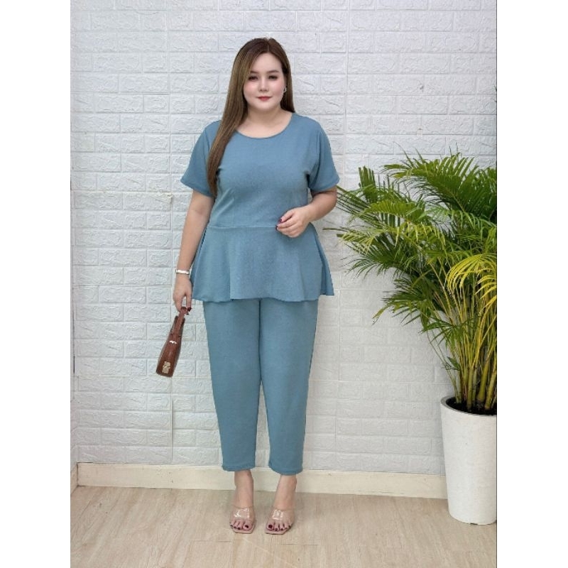ชุดเซตสาวอวบอ้วน ป้าย Miss M.A.Closet เสื้อแฟชั่นโบว์ & กางเกงขายาว 38 นิ้ว Lady ผู้หญิง Clothing Women