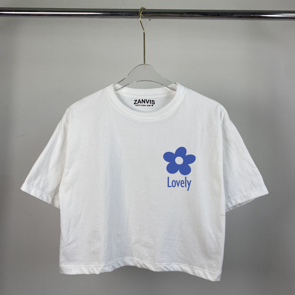 เสื้อครอปสกรีนลาย Lovely มีให้เลือก 7 ไซต์
