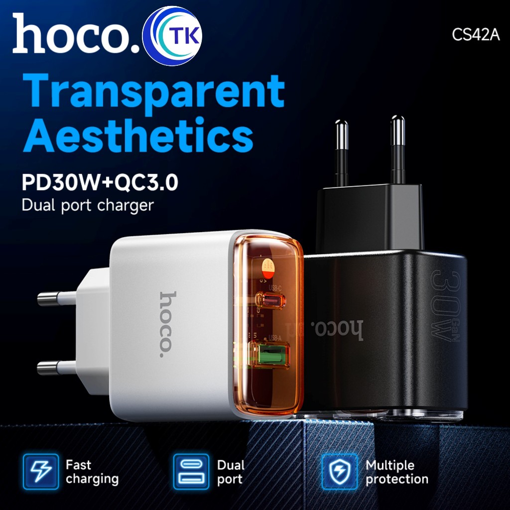 ใหม่!! HOCO CS42A เซ็ทชุดชาร์จ PD30W+QC3.0 สำหรับ Type-c to Type-c/Type-c to L (EU) Charger set ของแท้100%