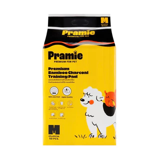 [แพ็ค3] Pramie Premium Training Pad แผ่นรองซับฝึกขับถ่ายผสมชาโคล : Size M 45x60 ซม. 3 แพ็ค
