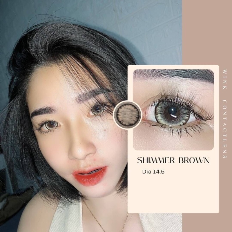 คอนแทคเลนส์ลายเกร็ดหิมะ สุดฮิต🌈Shimmer🌈 Chestnut / Gray (Wink) ขนาดบิ๊กอาย💖
