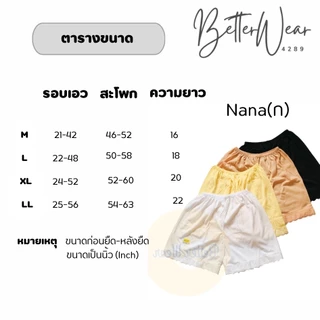 Nana(ก) กางเกงซับใน บังทรง ปาติโค๊ต ผ้าคอตตอน+โพลีเอสเตอร์