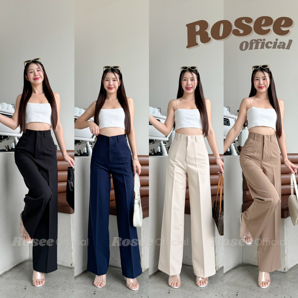 R12_Jasmin 👖งานป้าย Umbrella👖 กางเกงขายาว กระบอกกว้างเอวสูง ทรงสวย ใส่แล้วดูสูงมาก Rosee