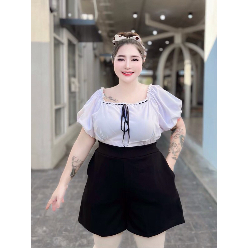 🌷VM100🌷ขาสั้นสาวอวบ หน้าเรียบ ยางหลังผ้ายืดวุฟเวฟ