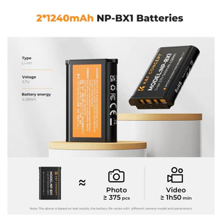 K&F NP-BX1 Battery2-Pack and Charger Set