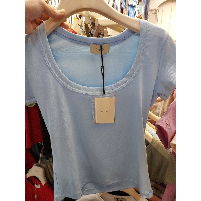 JL29 เสื้อยืดคอยู ผ้านิ่มใส่สบาย คุณภาพดีเยี่ยม ป้ายIVORY