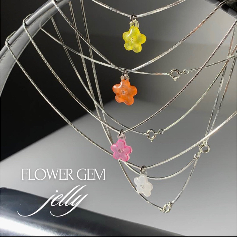 Mad Creation Club - Flower Gem Jelly Necklace สร้อยดอกไม้ เพชร cz