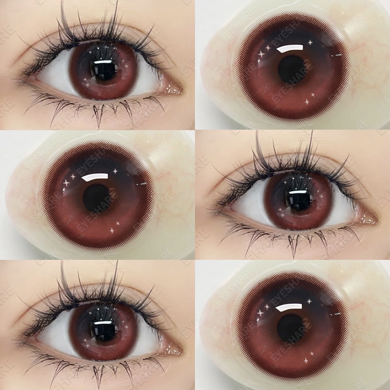 {COD}-Eyeshare Paris คอนแทคเลนส์ไล่ระดับสีแดง 1 คู่ คอนแทคเลนส์ไล่ระดับสี 14.5 มม. เลนส์นิ่มที่ขายดีที่สุดประจำปี