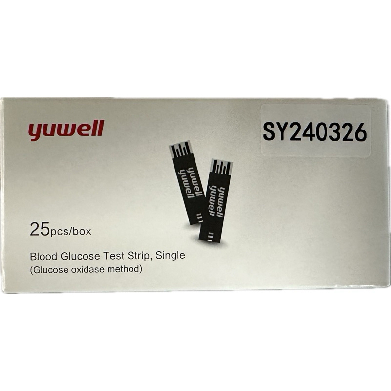 Yuwell แผ่นตรวจน้ำตาล แถบตรวจน้ำตาล สำหรับเครื่องรุ่น 305A และรุ่นAccusure 582 จำนวน 25ชิ้น(exp.03/2