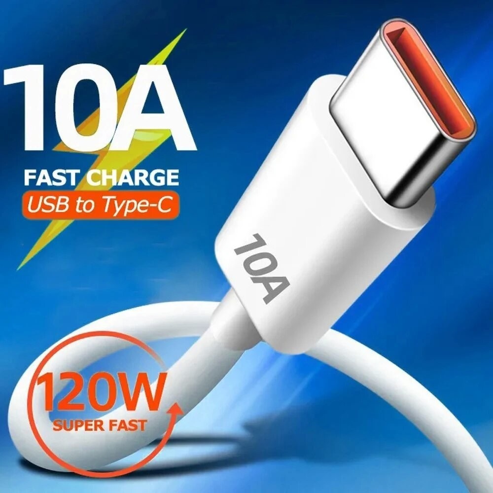 10A 120W ชาร์จเร็วสุด ๆ USB Type C Cable USB-C 1 1.5 2 ม สายข้อมูลโทรศัพท์สําหรับแล็ปท็อป โทรศัพท์