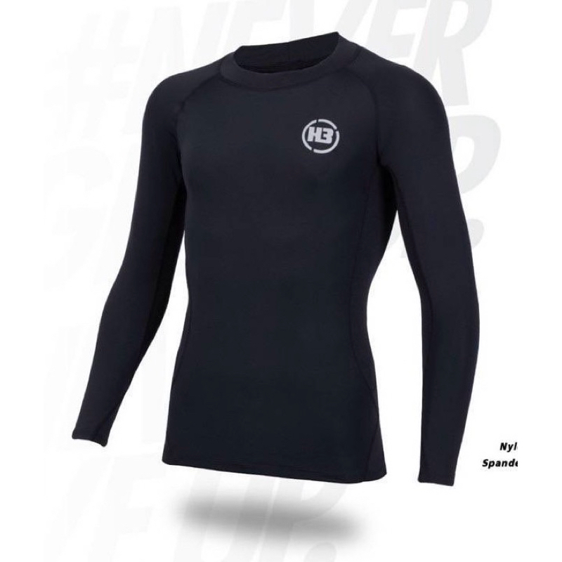 H3(ทริปเปิ้ลเอช)เสื้อรัดกล้ามเนื้อ H3 Skin Compression เสื้อรัดกล้ามเนื้อแขนยาว สีดำ Size S-XXL