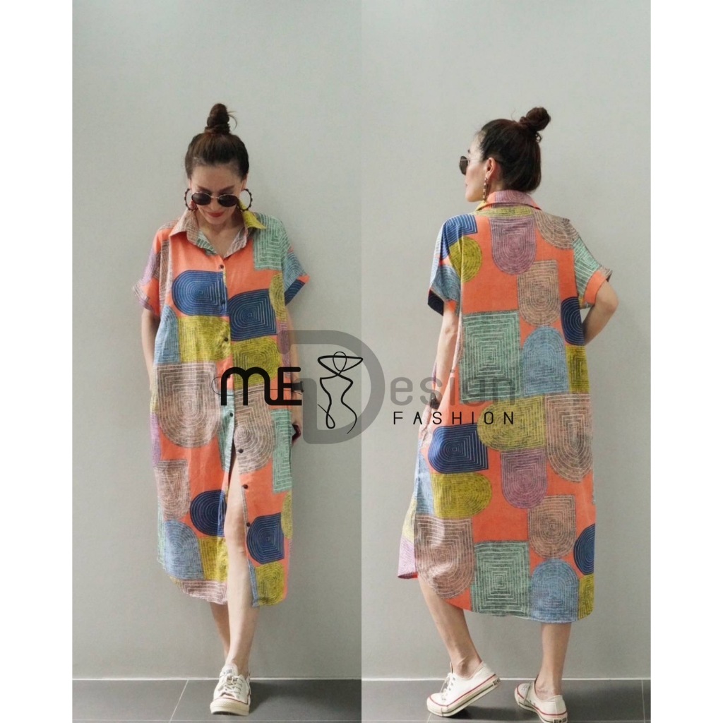 NO.1เดรสปกเชิ้ตทรง oversize ผ้าไหมอิตาลี มีน้ำหนัก สวยมากๆ ค่า