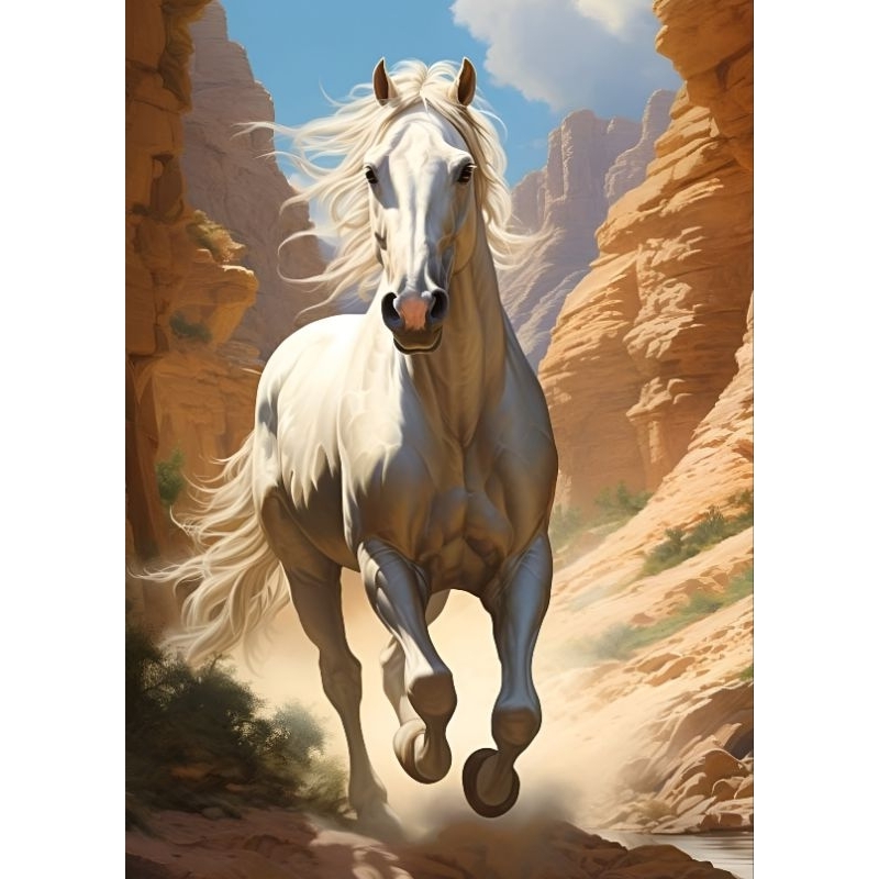 รูปโปสเตอร์ ม้า นำโชค ไม่มีกรอบ ติดผนัง ภาพมงคล เสริมฮวงจุ้ย ตกแต่งบ้าน ขนาด A3