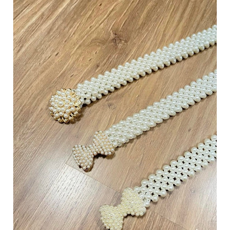 เข็มขัดมุกยางยืด เอวฟรีไซด์ เข็มขัดเงิน ไว้ใส่กับชุดไทยsira Siri สวยสวยจ้า