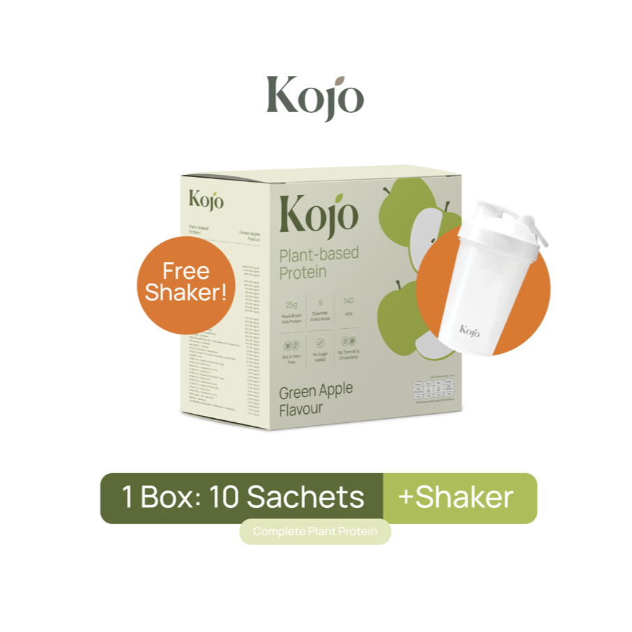 Box + Shaker Set: Kojo Plant Based Protein Green Apple โปรตีนจากพืช รสแอปเปิ้ลเขียว+แก้วเชค