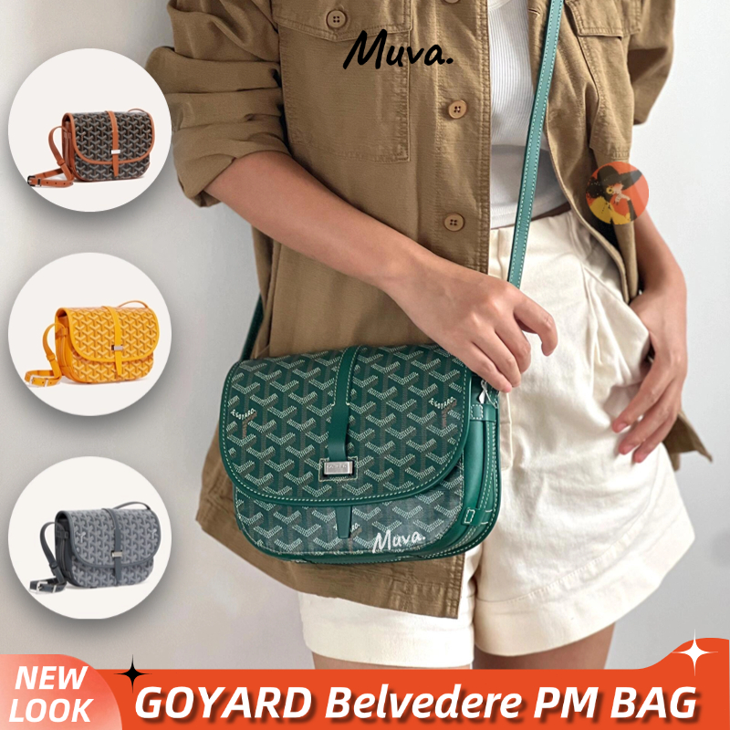 โกยาร์ด👜GOYARD Belvedere PM BAG ผู้ชายและผู้หญิง/สไตล์เดียวกัน/กระเป๋าสะพาย