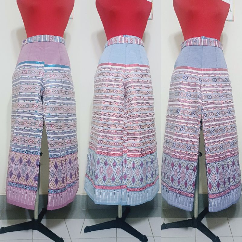 ห้องเสื้อ Sitra กางเกงขาวยาว ผ้าทอลายไทย โทนพาสเทล