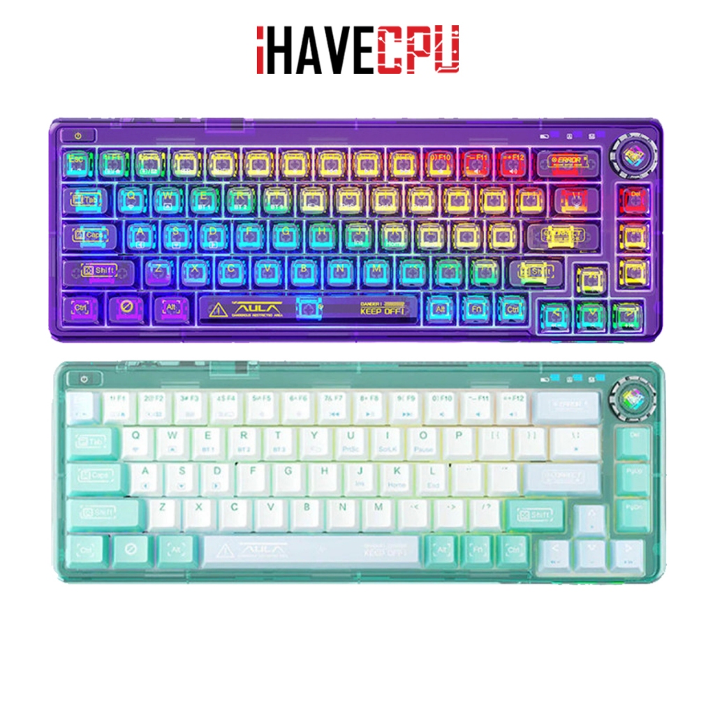 iHAVECPU KEYBOARD (คีย์บอร์ด) AULA F68 3IN1 WIRELESS [ICE CRYSTAL SWITCH] (EN/TH)