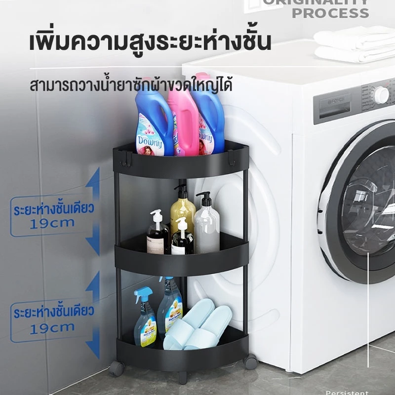 NeatBox ชั้นวางของในห้องน้ํา แข็งแรง ทนทาน ชั้นเข้ามุมห้องน้ำ 3/4/5 ชั้น มีล้อ ประหยัดพื้นที่ thumbnail 8