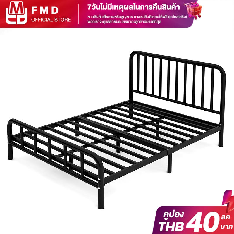 FMD เตียงโครงเหล็ก เตียงเดี่ยว โครงเหล็กหนา ความสามารถในการรับน้ำหนักที่แข็งแกร่ง เตียงเรียบง่ายในครัวเรือน