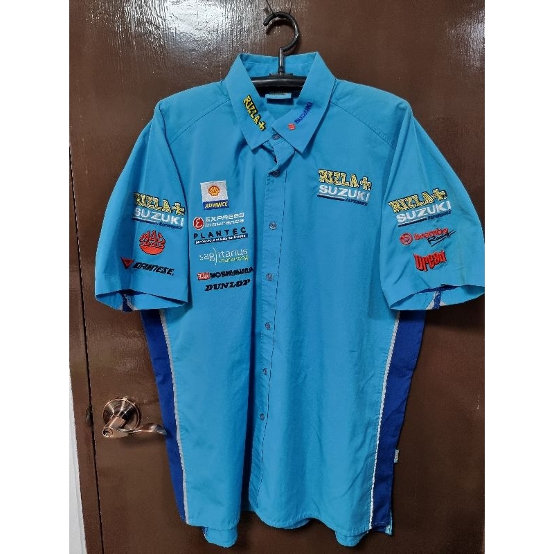 เสื้อทีมแข่ง Rizla Suzuki Superbike racing team วินเทจ2000s ยี่ห้อDread ไซต์XXL แขนสั้น สีฟ้า