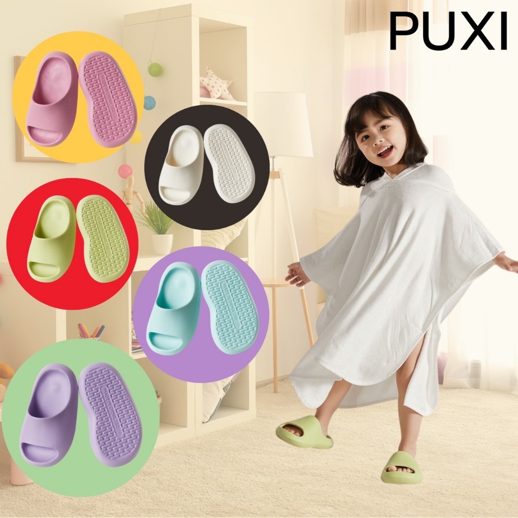 PUXI รองเท้าแตะกันลื่นสำหรับเด็ก สำหรับอาบน้ำฤดูร้อน สำหรับบ้าน ในร่ม สำหรับเด็กผู้หญิง PS2930RW