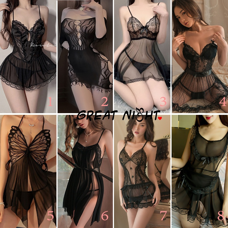 💗Great Night💗สีดำ เดรสลูกไม้ ชุดยั่ว ชุดนอนไม่นอน sexy หลากหลายสไตล์ให้เลือก ส่งไวจากไทย ผ้าใส่สบาย