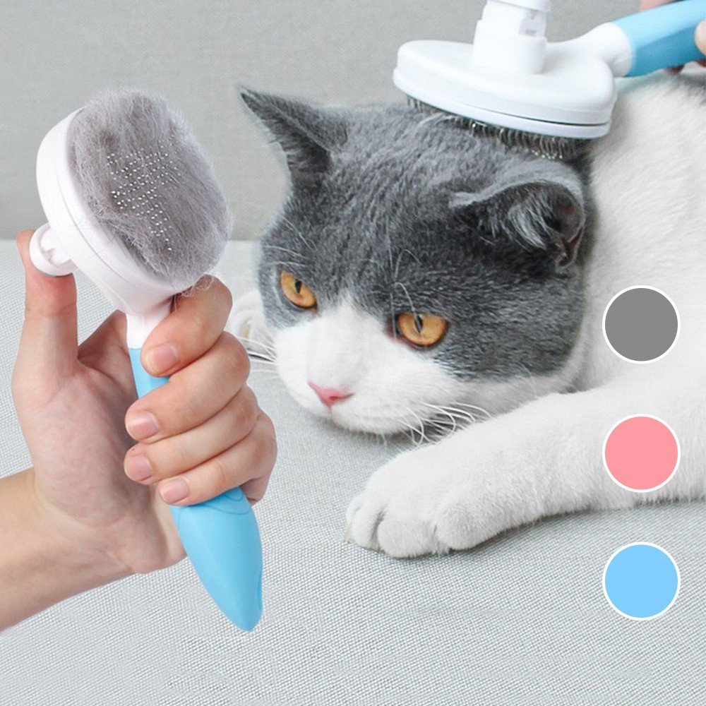 หวีขนสุนัข หวีขนแมว หวีกำจัดขน หวีสุนัข หวีแปรงขนสัตว์เลี้ยง ที่แปรงขนสุนัข แมว มีปุ่มกดเพื่อดันขนออก ทำความสะอาดง่าย