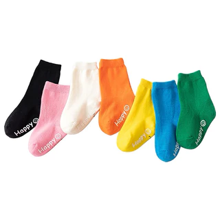 พร้อมส่ง ถุงเท้าเด็ก กันลื่น ผ้าหนา 0-12ขวบ ถุงเท้าสีพื้น