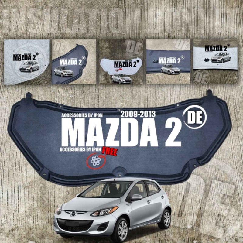 แผ่นกันความร้อนฝากระโปรง Mazda 2 DE ปี 2009-2012-2013 พร้อมหมุดกดครบชุด ใช้ได้ทั้ง 4/5 ประตู
