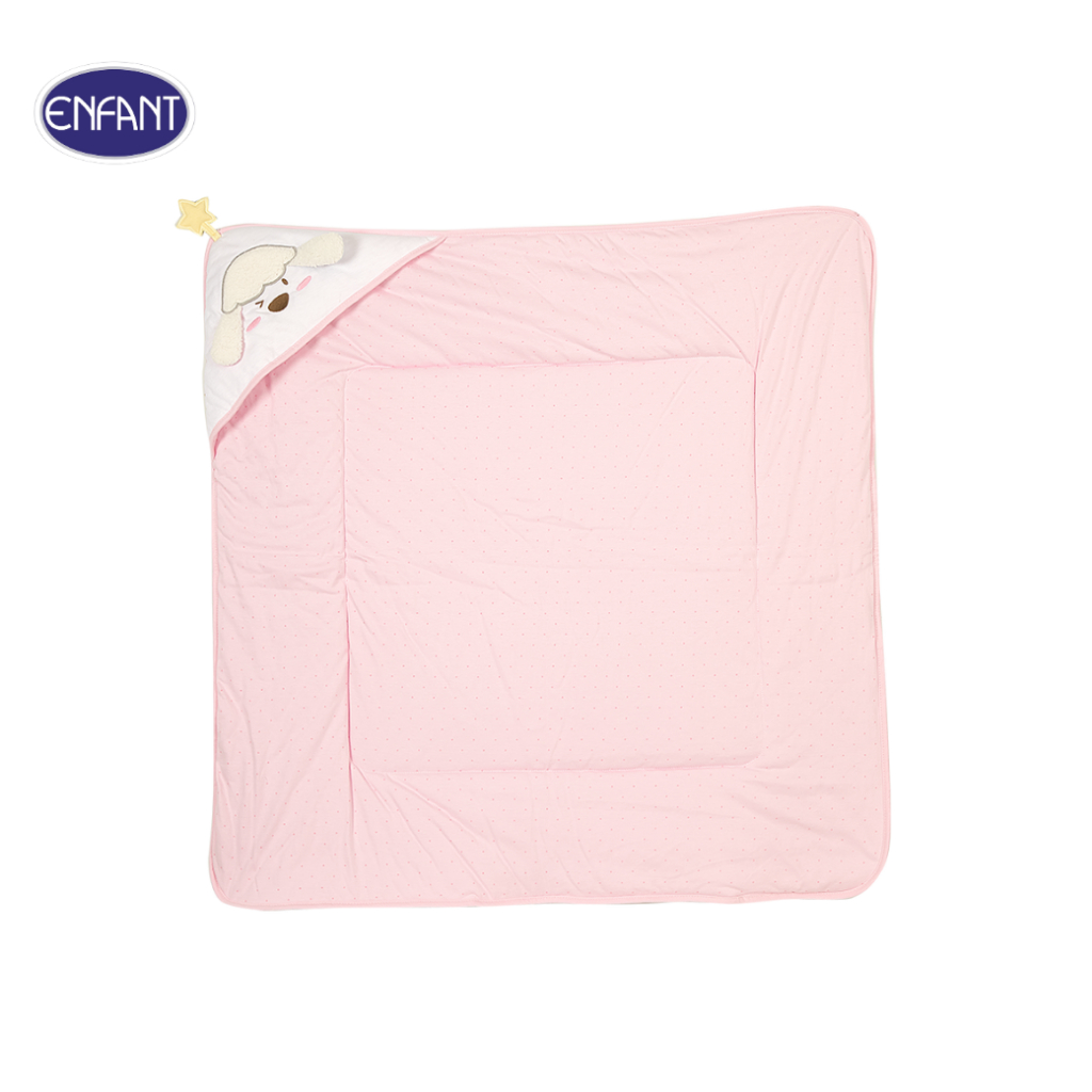 ENFANT (อองฟองต์) ผ้าห่อตัวบุใยผ้าลายน้องแกะ ผ้าคอตตอน 100% สีชมพู ขนาด 30x30 นิ้ว