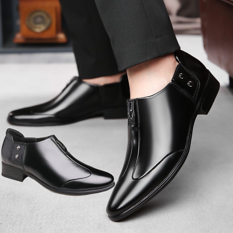 ขนาด 38-44 ผู้ชายเสื้อผ้าธุรกิจหนังรองเท้า Oxford สไตล์อังกฤษแหลมลำลองรองเท้าทำงานสีดำ