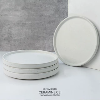 Craft Plate จานอาหารเซรามิครุ่นขอบเตี้ย คราฟท์สไตล์มินิมอลเกาหลี ขนาด '6' '8' '10' นิ้ว