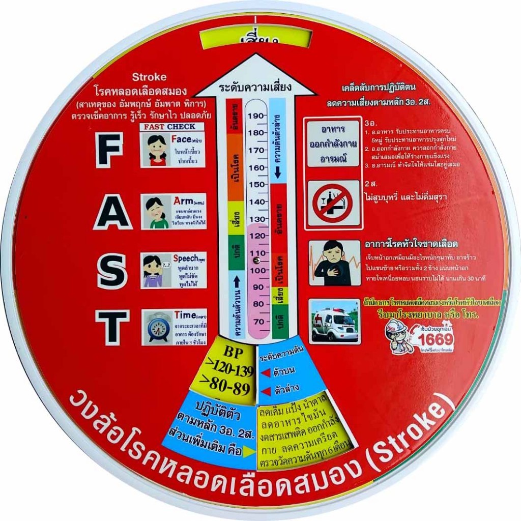 วงล้อโรคหลอดเลือดสมอง Stroke ขนาด 55 ซม. สื่อสุขภาพ ป้องกันโรคอัมพฤกษ์ อัมพาต NCD