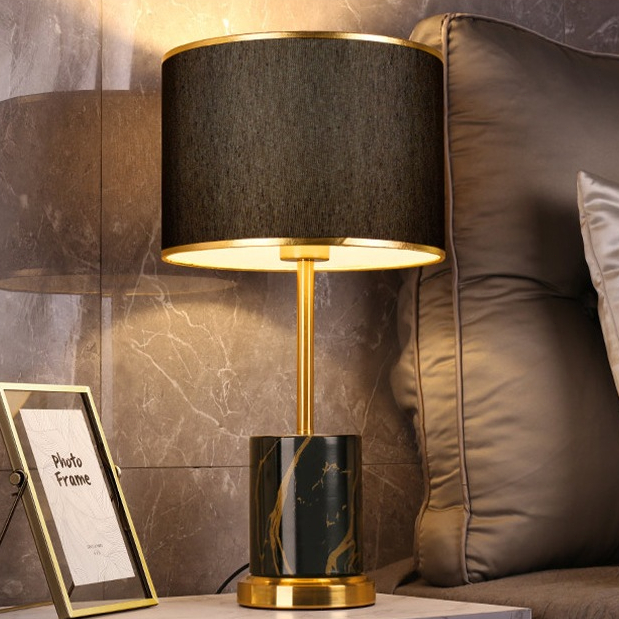 โคมไฟตั้งโต๊ะ ฐานหินลายอ่อน Oriental Design LED Luxury (MH_173) โคมไฟหัวเตียง ตกแต่งบ้าน สไตล์นอร์ดิก